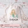 Sportbeutel Meerjungfrau Personalisiert | Nixe mit Wunschnamen Rucksack Schule, Kindergarten, KITA, Wäschebeutel, Turnbeutel, Wechselwäsche
