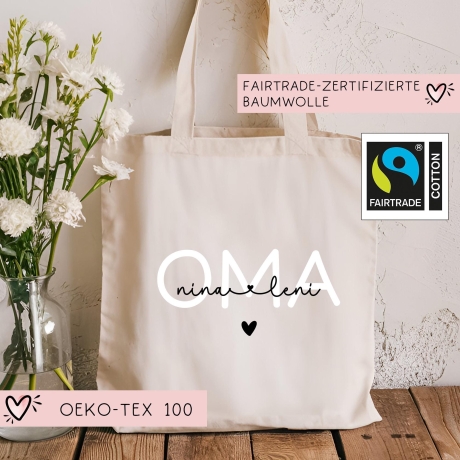 Baumwolltasche Oma Personalisiert Wunschnamen - Baumwolle Shopper - Stofftasche - Weihnachten -   Shopper - Baumwollbeutel - Einkaufstasche