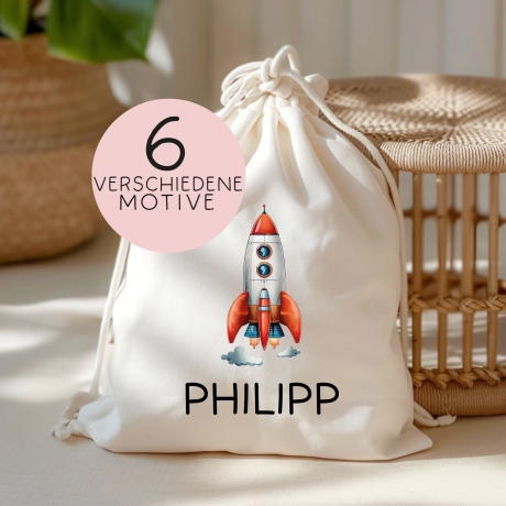 Astronaut Weltraum Rakete Turnbeutel Stoffbeutel Sportbeutel - Kindergartentasche Schule Kindergarten Weltraum - Weihnachten oder Geburtstag