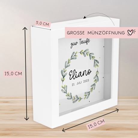 Kommunion Spardose Taufe Konfirmation personalisiert mit Namen zur Geburt Kommunion Konfirmation eines Kindes mit Taufspruch Geldgeschenk