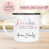 Abschiedsgeschenk Erzieherin Geschenk Abschiedsgeschenk Lehrerin Dankeschön Geschenk Tasse - Danke - Emaille Tasse Becher - Schwarz, Silber
