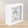 Spardose Regenbogen Blau Boho Schulkind 2024 Einschulung mit Wunschname Name Kind personalisiert Kinder mit optionalen Wunschtext