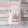 Personalisierter Turnbeutel Regnenbogen Kinder-Beutel mit Namen personalisiert. Perfekt als Rucksack für Schule und Kindergarten Kiga KITA