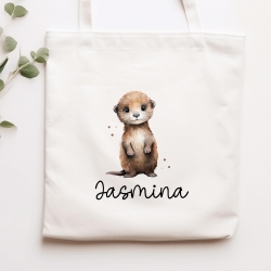 Personalisierte Stofftasche Otter Name - Kinder Beutel Kindertasche mit Wunschname - Wechselwäsche - Wechselkleidung - Tragetasche -Seeotter