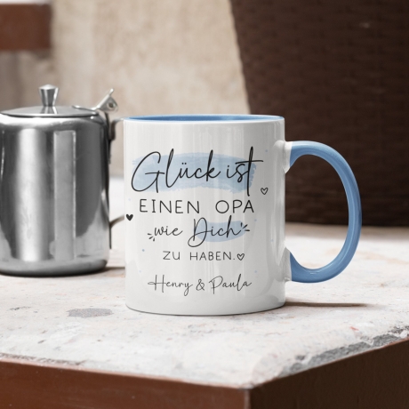Personalisierte Tasse mit Spruch Glück ist einen Opa wie dich zu haben zum Geburtstag, Geschenk, Ostern, Weihnachtsgeschenk, Großvater