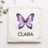 Schmetterling Lila Stofftasche Personalisiert und Namen. Für Schule und Kindergarten - Wäschebeutel Wechselwäsche Sport | Mädchen & Junge