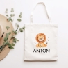 Einschulung Stofftasche mit Namen Löwe personalisiert Kinder-Beutel als Sporttasche, Wechselwäsche, Stoffbeutel -Kita, Schule & Kindergarten