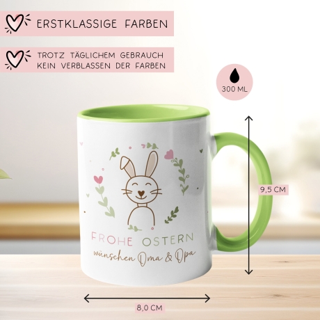 Ostertasse personalisiert mit Namen Frohe Ostern Hase Ostergeschenk für Kinder Männer Frauen Geschenkidee zu Ostern. Geschenk Tasse