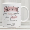 Bonusmama Muttertag personalisiert – Motiv: Glück ist eine BONUSMAMA wie dich zu haben - Geschenk zum Geburtstag, Ostern, Weihnachten