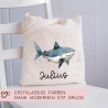 Stofftasche Beutel mit Namen Hai - Personalisierte Kinder Beutel Kindertasche - Wechselwäsche, Schmutzwäsche Tragetasche - Wechselkleidung
