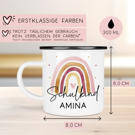 Tasse Schulkind, Tasse Einschulung, Schulkind 2024, Tasse Schulanfang, Einschulung Mädchen, Einschulung Junge mit Regenbogen. Schultüte