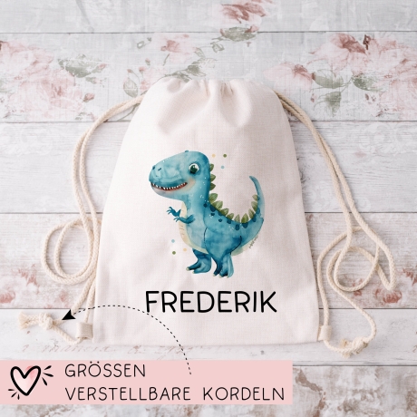 Tyrannosaurus Rex Turnbeutel Dino Dinosaurier Personalisierter mit Wunschnamen | Rucksack Schule, Kindergarten,KITA,Wäschebeutel,Sportbeutel