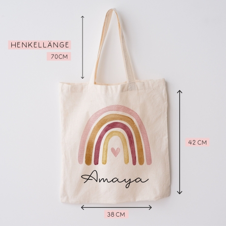 Regenbogen Stofftasche Tasche Kinder-Beutel mit Namen als Sporttasche, Wechselwäsche, Tragetasche - Kita, Schule & Kindergarten - Motiv 07
