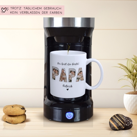 Tasse Papa mit Fotos personalisiert zum Vatertag - Fototasse mit eigenen Bildern selbst gestalten - Bester Papa, Vater, Dad Geschenk - 330ml