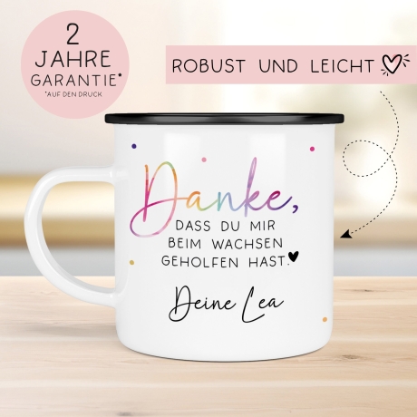 Danke das du mir beim Wachsen geholfen hast. Abschiedsgeschenk für Erzieherin Geschenk Abschiedsgeschenk Lehrerin Emaille Becher.