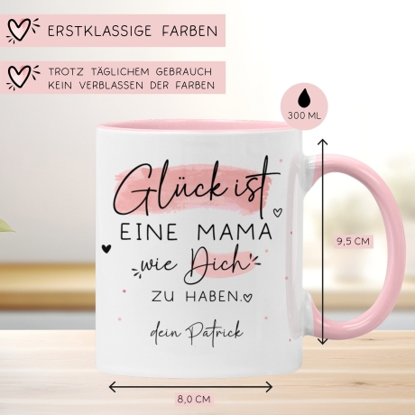 Muttertag Tasse Personalisiert– Glück ist eine MAMA wie dich zu haben - Geschenk zum Muttertag, Geburtstag, Ostern, oder Weihnachten