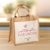 Weltbeste Freundin Tasche Stoffbeutel Jute - mit Wunschname - Einkaufstasche - Beste Freundin BFF Geschenkidee Geburtstag - Personalisiert