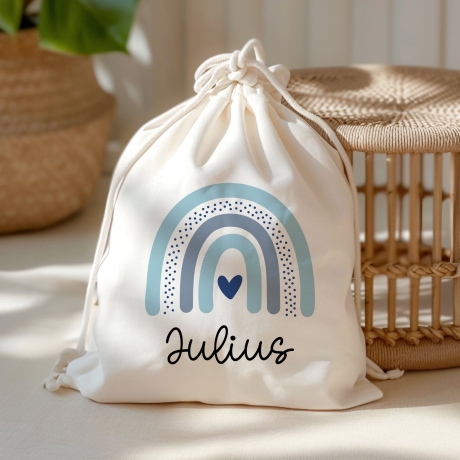 Kinder-Beutel mit Namen personalisiert Personalisierter Turnbeutel | Regenbogen-Design.Rucksack für als Sportbeutel für Schule, Kindergarten