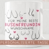 Personalisierte Busenfreundin Kaffeetasse in weiß | Für die beste Freundin - BFF - Muttertag Geschenk - liebste Freundin - mit Namen - 330ml