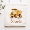 LKW Kipper Stofftasche Tasche Kinder-Beutel mit Namen Wunschname als Sporttasche, Wechselwäsche, Tragetasche - Kita, Schule & Kindergarten