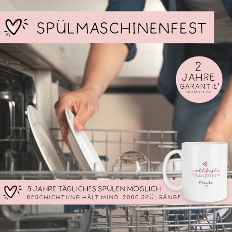 Weltbeste Trauzeugin Tasse mit Namen - Geschenk personalisiert Geschenk Trauzeugin Brautjungfer zum Geburtstag, Ostern, Weihnachten