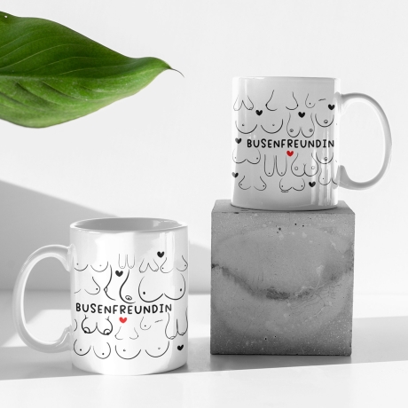 Busenfreundin Tasse Kaffeetasse Teetasse in weiß | Für die beste Freundin - BFF - Muttertag Geschenk - liebste Freundin - mit Namen - 330ml
