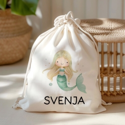 Sportbeutel Meerjungfrau Personalisiert | Nixe mit Wunschnamen Rucksack Schule, Kindergarten, KITA, Wäschebeutel, Turnbeutel, Wechselwäsche