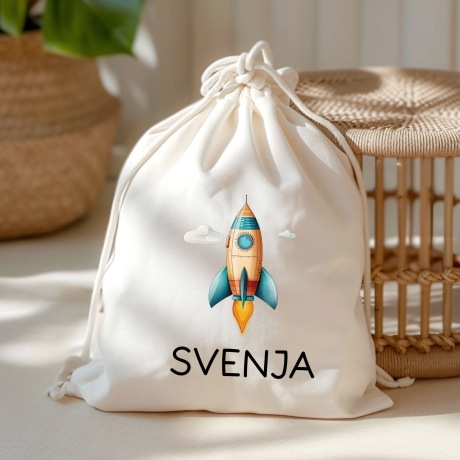 Stoffbeutel Turnbeutel Rakete Rucksack Sportbeutel Gymsack Kindergartentasche Schule Kindergarten Weltraum - Weihnachten oder Geburtstag