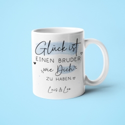 Personalisierte Tasse mit Spruch Glück ist einen Bruder wie dich zu haben zum Geburtstag, Geschenk, Ostern, Weihnachtsgeschenk,Wunschnamen