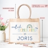 Endlich Schulkind 2024 personalisiert mit Namen Tasche Schultasche, Geschenk Einschulung, personalisierte Jutetasche, Einschulungsgeschenk