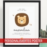 Personalisiertes Poster zur Taufe mit eigenen Namen und Taufspruch mit einem Löwen| Taufposter| Geschenk zur Taufe | Geschenk für Patenkind
