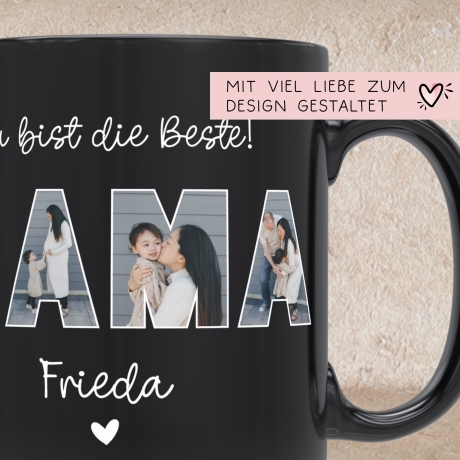 Personalisierte Foto Tasse Mama personalisiert zum Muttertag Weihnachten - Fototasse mit eigenen Bildern selbst gestalten - Geschenk - 325ml