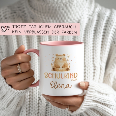 Bär Kindertasse Schulkind 2024 Name Kakao Tasse Kind Kindergeschirr personalisiert Kinder Geschenk Geburtstagsgeschenk
