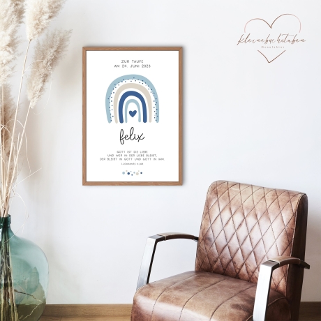 Taufgeschenk Taufe Poster personalisiert Patenkind Regenbogen Junge mit Namen- Geschenke Taufpate Patengeschenk Patenonkel Patentante Spruch