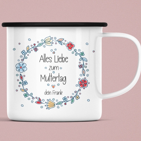 Personalisierter Emaille-Becher/Tasse zum Muttertag: Mama, du bist die Beste mit [Wunschname].Ein Geschenk für Geburtstag oder Dankeschön.