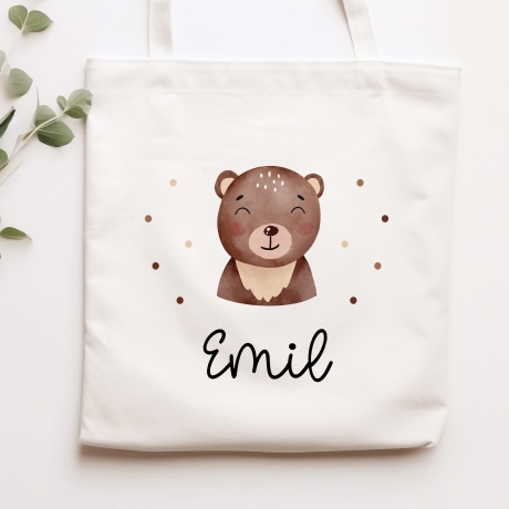 Turnbeutel Rucksack mit Namen und einem Bär -GymBag als Wäschebeutel, Sportbeutel Kinderbeutel für Schule, Kindergarten, Kita.Personalisiert