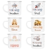 Schulanfang Kindertasse Schulkind Name Emaille Tasse Kind Kindergeschirr personalisiert Kinder Hubschrauber LKW Rakete Regenbogen Bär Ufo