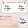 Mr. & Mrs. Tasse Hochzeit personalisiert Becher mit Wunschnamen und Datum – Namenstasse Hochzeitsgeschenk - Braut Bräutigam – Kaffeetasse