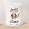 Personalisierte Kinder Spardose Katze Tier mit Namen optional mit Datum - Braun - Geschenk für Junge & Mädchen zum Geburtstag Weihnachten