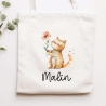 Personalisierte Stofftasche Katze Name - Kinder Beutel Kindertasche mit Wunschname - Wechselwäsche - Wechselkleidung - Tragetasche - Mietze