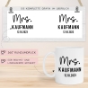 Mr. & Mrs. Tasse Hochzeit personalisiert Becher mit Wunschnamen und Datum – Namenstasse Hochzeitsgeschenk - Braut Bräutigam – Kaffeetasse