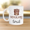Schulkind 2024 Tasse, personalisierte Kindertasse mit Namen, Einschulungsgeschenk Bär