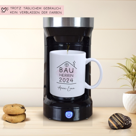Bauherrin Tasse 2024 Name, Richtfest Geschenk, Becher Geschenke zum Richtfest, Geschenkideen zum Hausbau Einweihung Hausbauer - 330ml