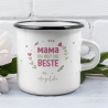 Personalisierter Emaille-Becher/Tasse zum Muttertag: Mama, du bist die Beste mit [Wunschname].Ein Geschenk für Geburtstag oder Dankeschön.