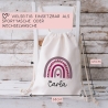 Regenbogen Lila Stofftasche Tasche Kinder-Beutel mit Namen als Sporttasche, Wechselwäsche, Tragetasche - Kita, Schule & Kindergarten - 02
