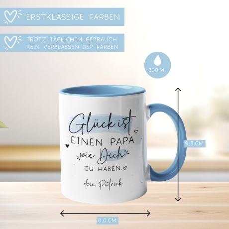 Tasse zum Vatertag personalisiert  mit Spruch Glück ist einen Papa wie dich zu haben Geburtstag, Geschenk, Ostern, Weihnachtsgeschenk