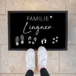 Personalisierte Fußmatte - Fußmatte | personalisierbar mit Familiennamen | Fußabdrücke | 60x40 cm | Geschenkidee zum Umzug, Einzug