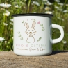 Osterbecher personalisiert mit Namen Frohe Ostern - Hase, Ostergeschenk für Kinder Männer Frauen Geschenkidee zu Ostern. Geschenk Emaille