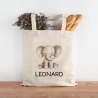 Kinder-Beutel mit Namen personalisiert - Elefant - Stofftasche als Sporttasche, Wechselwäsche, Tragetasche - Kita, Schule & Kindergarten