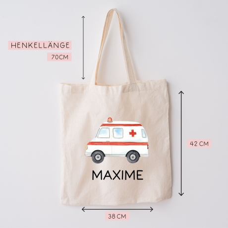 Krankenwagen Rettungswagen Turnbeutel Personalisiert - Rettungsfahrzeug Personalisiert Wechselwäsche Mädchen & Junge Weihnachten Geburtstag